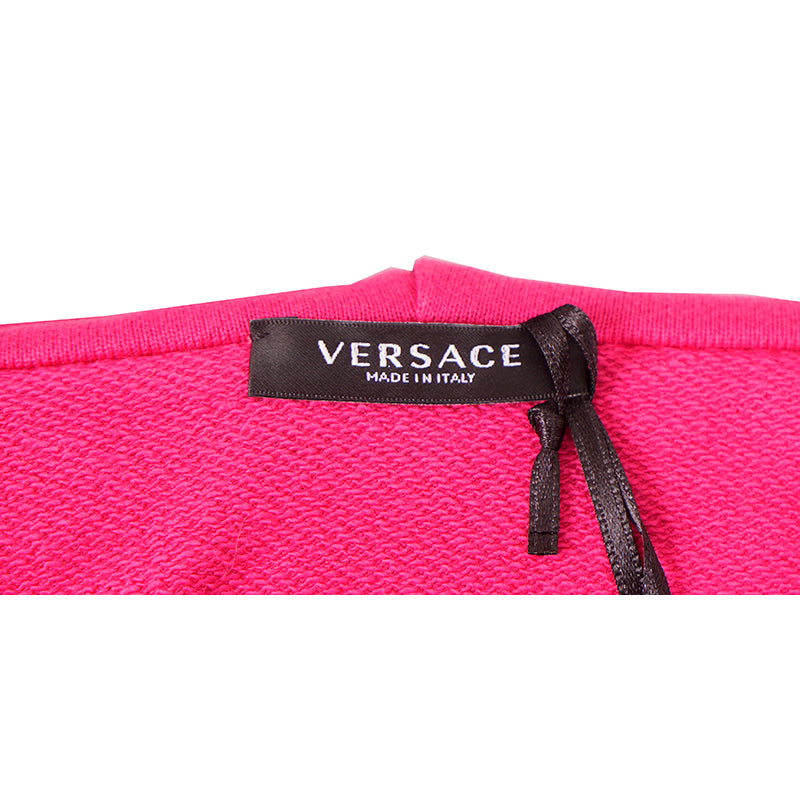 XS NEW $950 VERSACE Woman Hot Pink MEDUSA LOGO Oversize SWEATSHIRT HOODIE JACKET