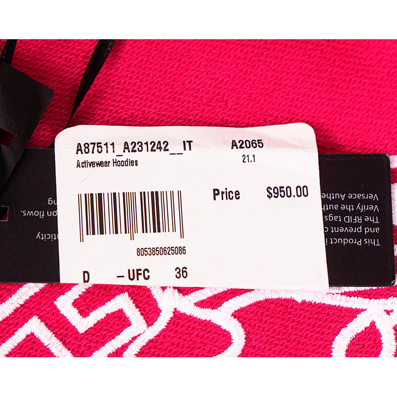 XS NEW $950 VERSACE Woman Hot Pink MEDUSA LOGO Oversize SWEATSHIRT HOODIE JACKET