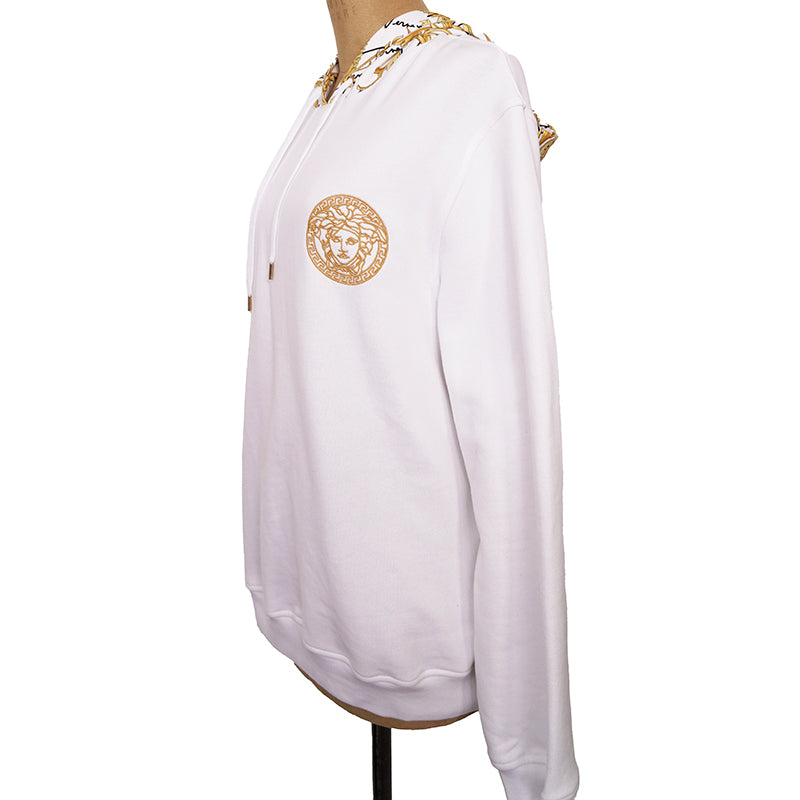 2/3XL NEW $800 VERSACE Men White MEDUSA LOGO BAROQUE HOODIE Embroidered SWEATSHIRT