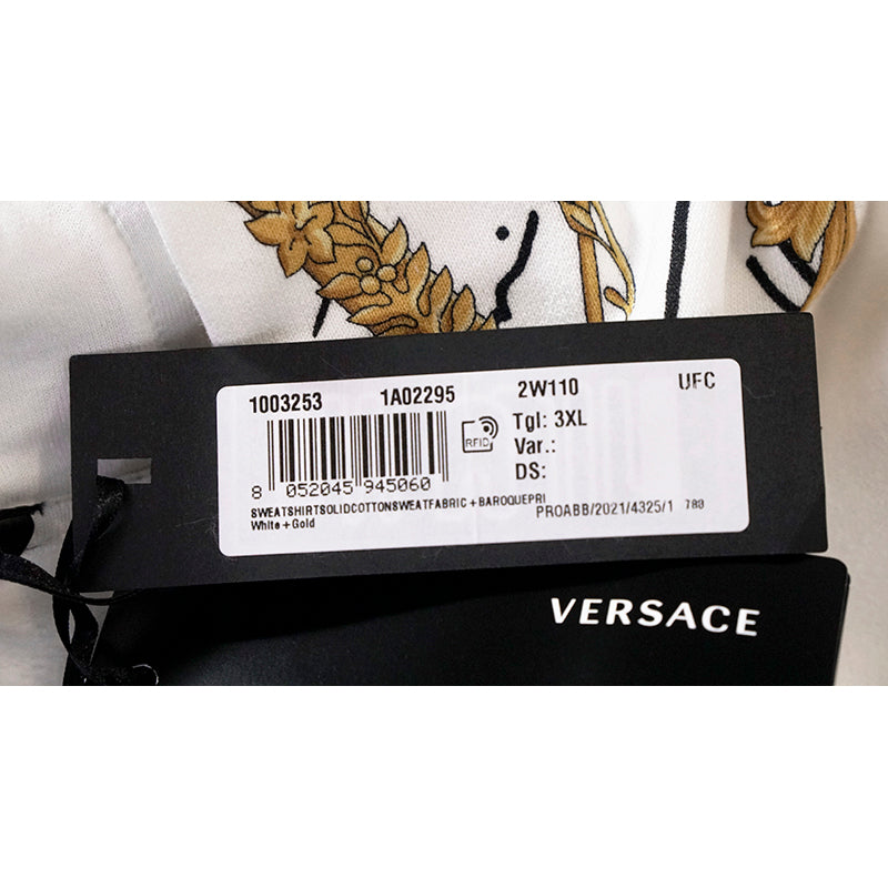 2/3XL NEW $800 VERSACE Men White MEDUSA LOGO BAROQUE HOODIE Embroidered SWEATSHIRT
