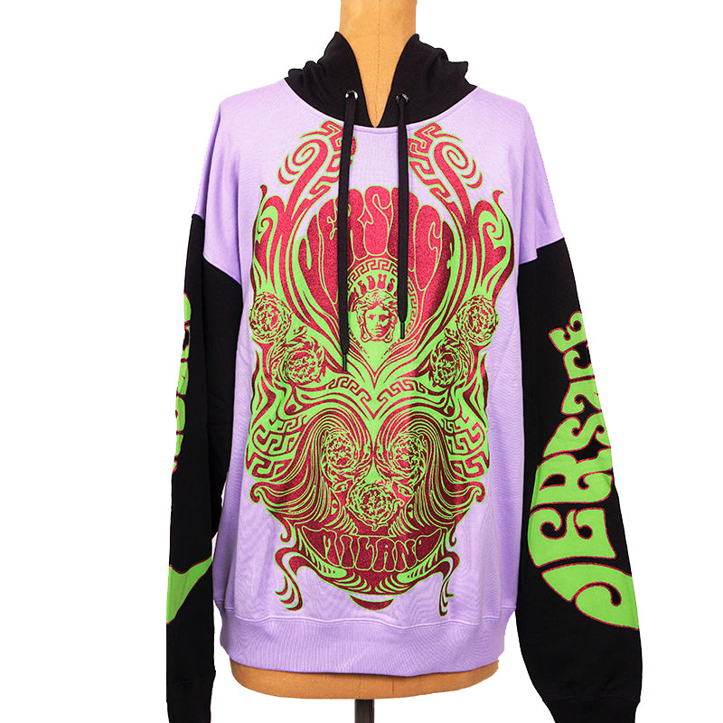 M NEW $1925 VERSACE MUSIC COLLECTION Mens Orchid Lilac MEDUSA Hoodie SWEATSHIRT