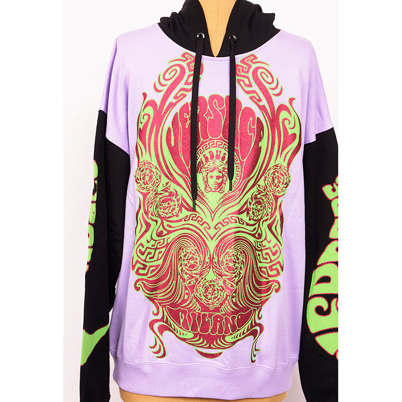 M NEW $1925 VERSACE MUSIC COLLECTION Mens Orchid Lilac MEDUSA Hoodie SWEATSHIRT