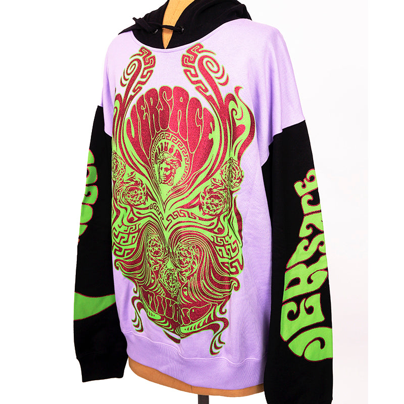 M NEW $1925 VERSACE MUSIC COLLECTION Mens Orchid Lilac MEDUSA Hoodie SWEATSHIRT