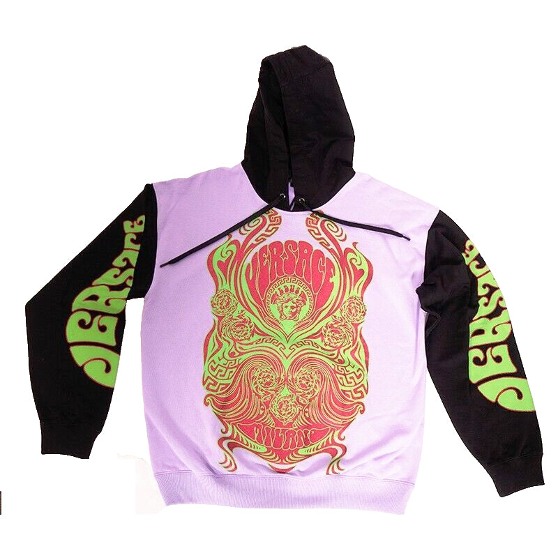 M NEW $1925 VERSACE MUSIC COLLECTION Mens Orchid Lilac MEDUSA Hoodie SWEATSHIRT