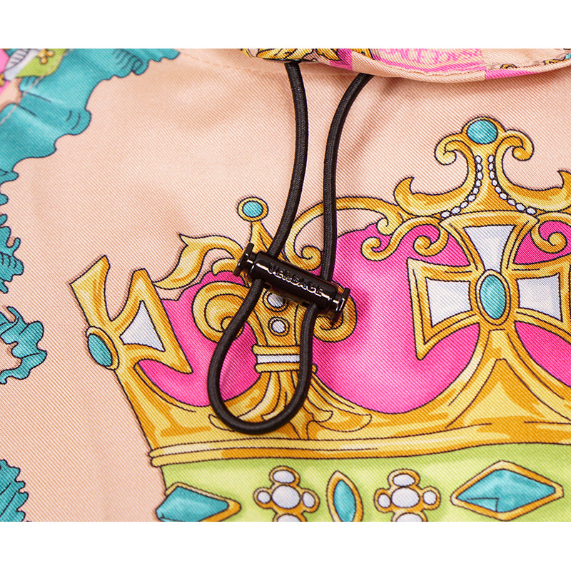 38 NEW $1,275 VERSACE Woman's ROYAL REBELLION Silk Twill Cropped Hoodie TOP XS
