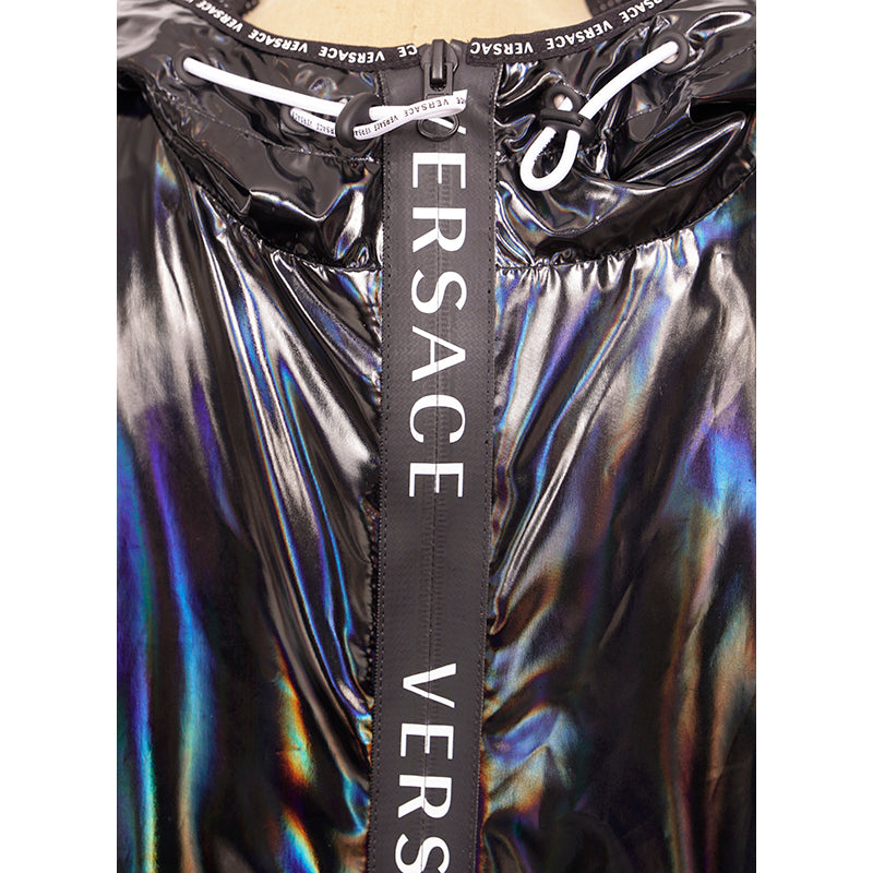 2XL NEW $1150 VERSACE Men's Active Performance Pro Black HOLOGRAHIC Track JACKET