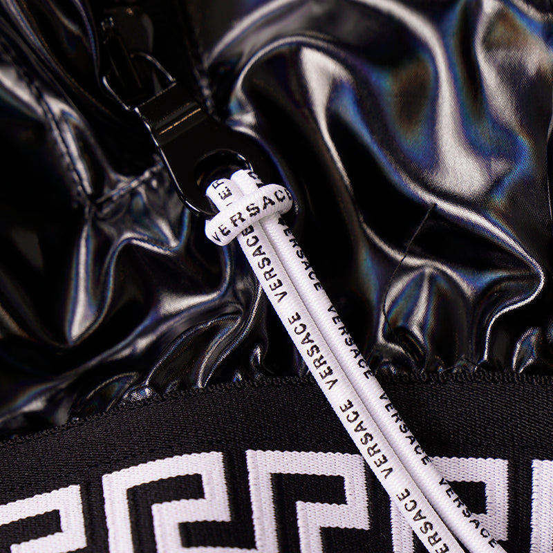 2XL NEW $1150 VERSACE Men's Active Performance Pro Black HOLOGRAHIC Track JACKET