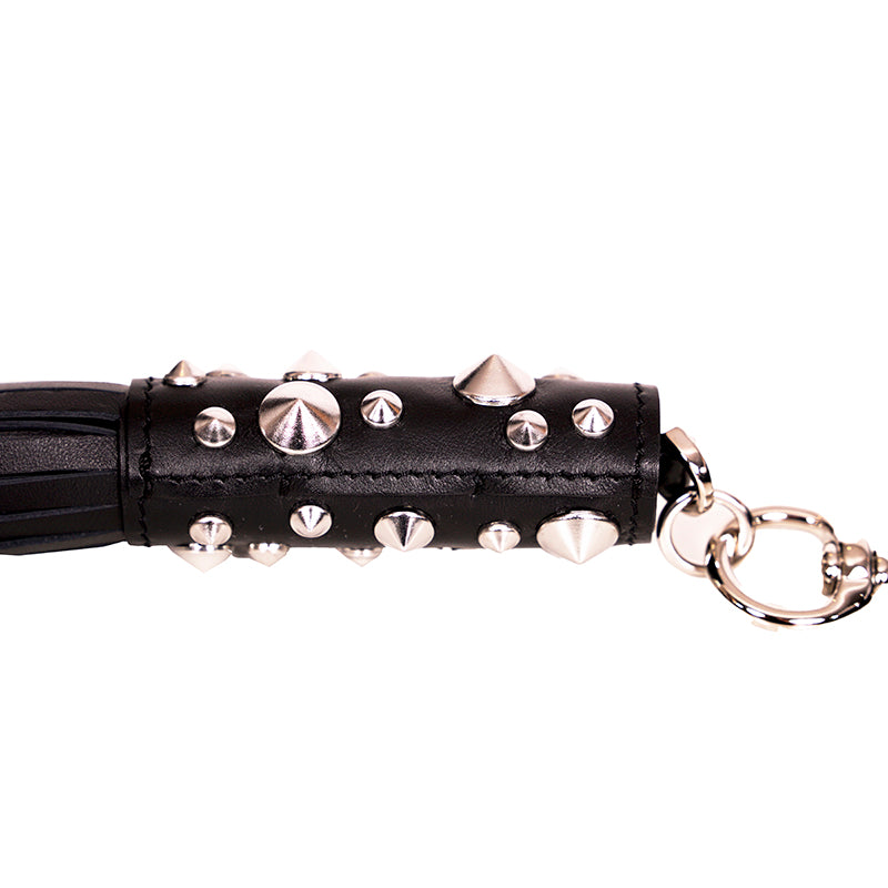 NEW $575 VERSACE RUNWAY Black Leather MEDUSA STUDDED TASSEL KEYCHAIN Bag FOB NWT