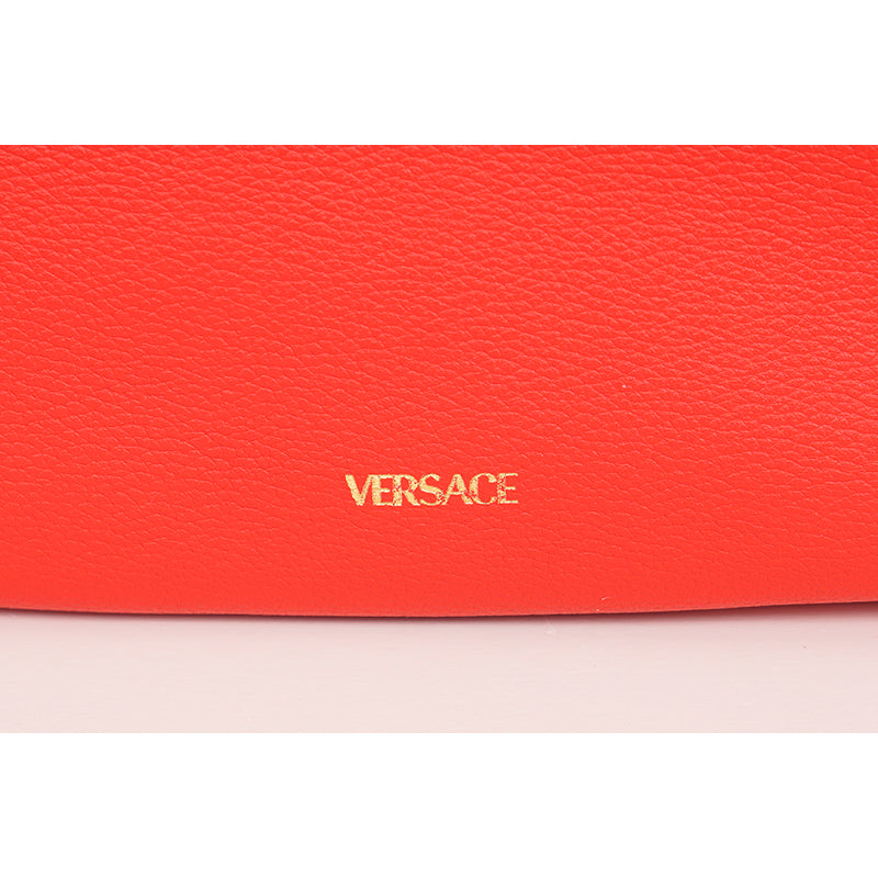 NEW $2325 VERSACE Red Leather LA MEDUSA Drawstring Bucket BAG CHAIN & 2 STRAPS