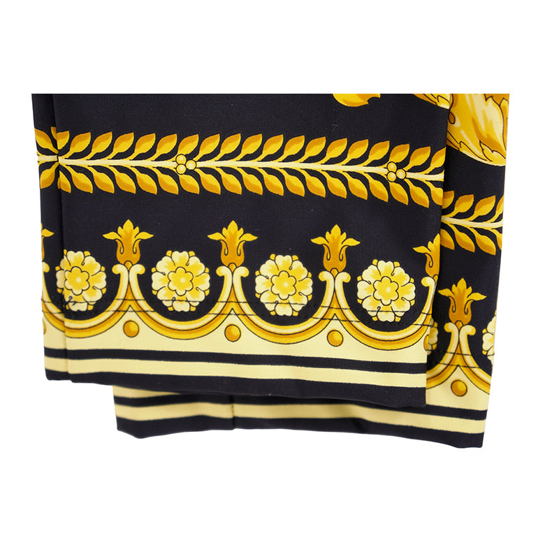 38/40 NEW $1,025 VERSACE Black & Yellow Classic BAROCCO Heritage JERSEY LEGGINGS 2
