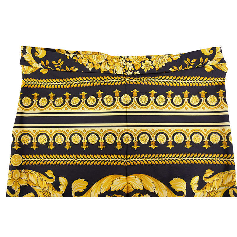 38/40 NEW $1,025 VERSACE Black & Yellow Classic BAROCCO Heritage JERSEY LEGGINGS 2