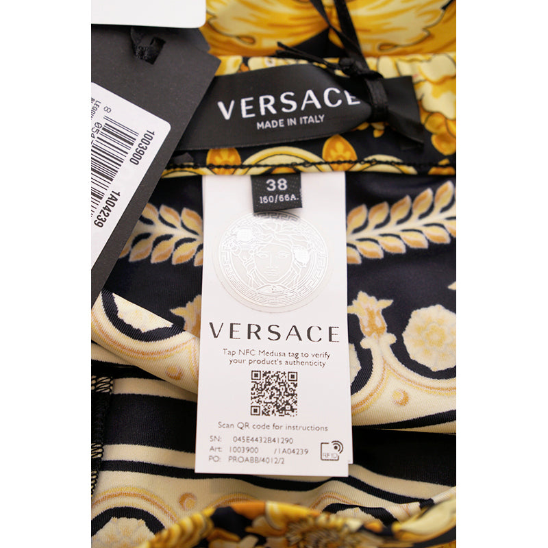 38/40 NEW $1,025 VERSACE Black & Yellow Classic BAROCCO Heritage JERSEY LEGGINGS 2