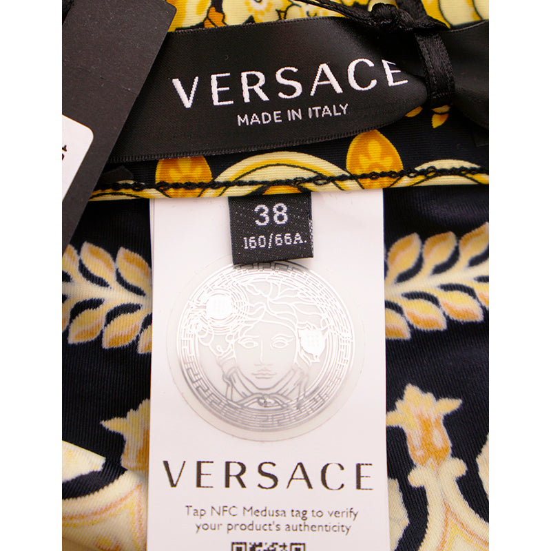 38/40 NEW $1,025 VERSACE Black & Yellow Classic BAROCCO Heritage JERSEY LEGGINGS 2