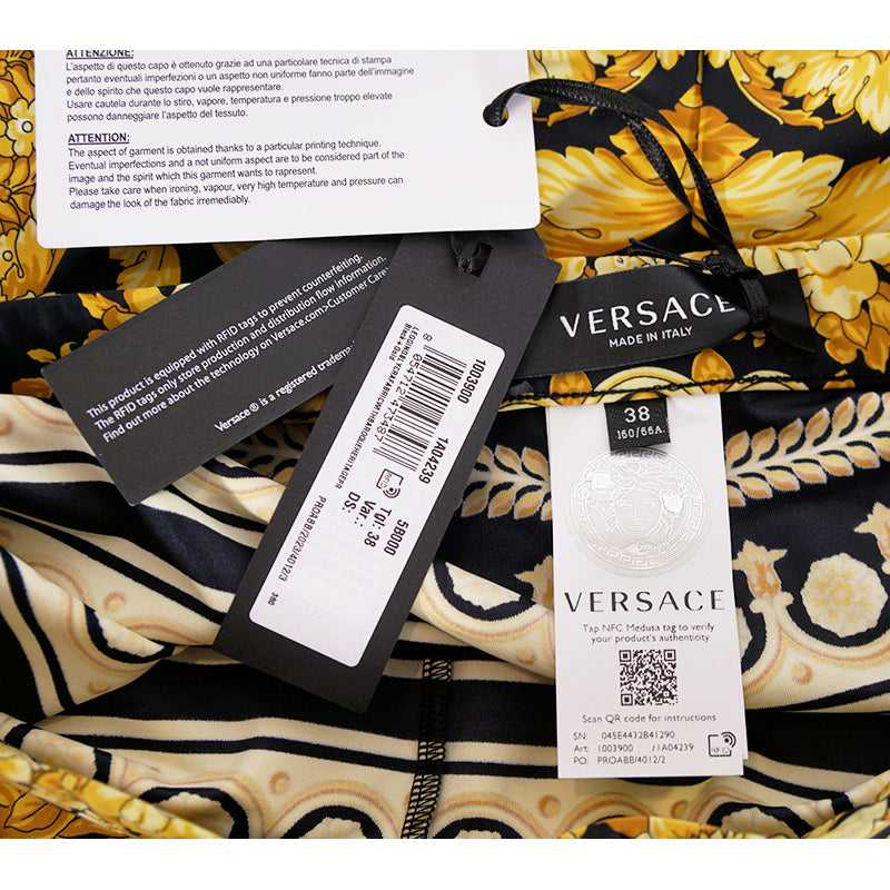 38/40 NEW $1,025 VERSACE Black & Yellow Classic BAROCCO Heritage JERSEY LEGGINGS 2