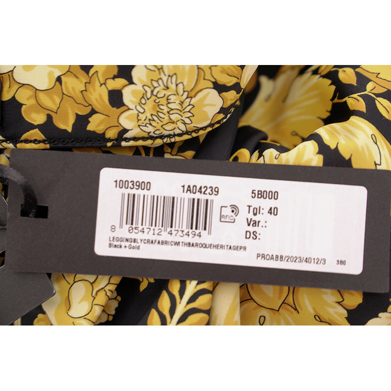 38/40 NEW $1,025 VERSACE Black & Yellow Classic BAROCCO Heritage JERSEY LEGGINGS 2