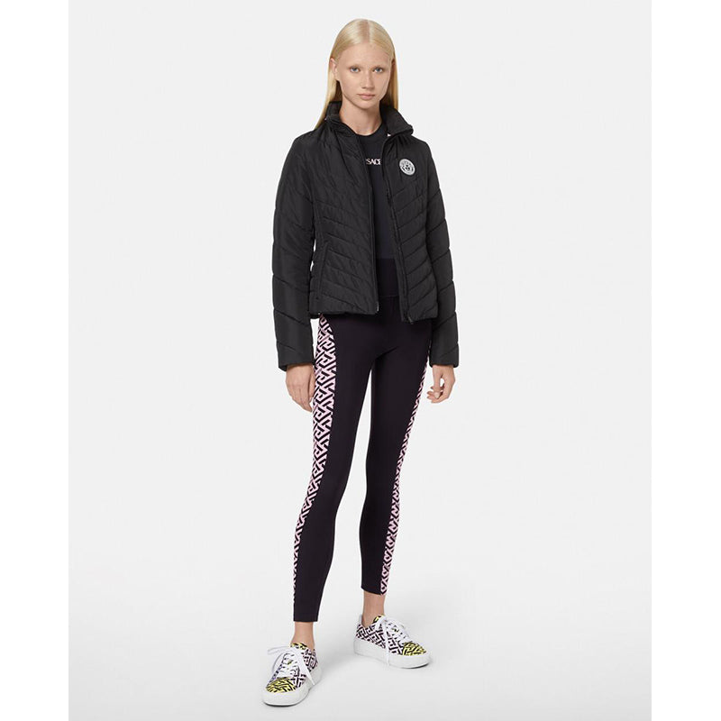 sz 1 XS NEW $525 VERSACE Black PINK LA GRECA Jersey Sport Pants Workout LEGGINGS