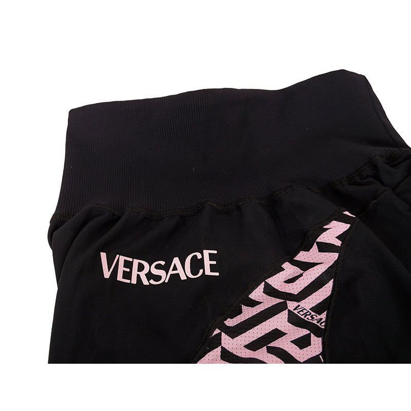 sz 1 XS NEW $525 VERSACE Black PINK LA GRECA Jersey Sport Pants Workout LEGGINGS