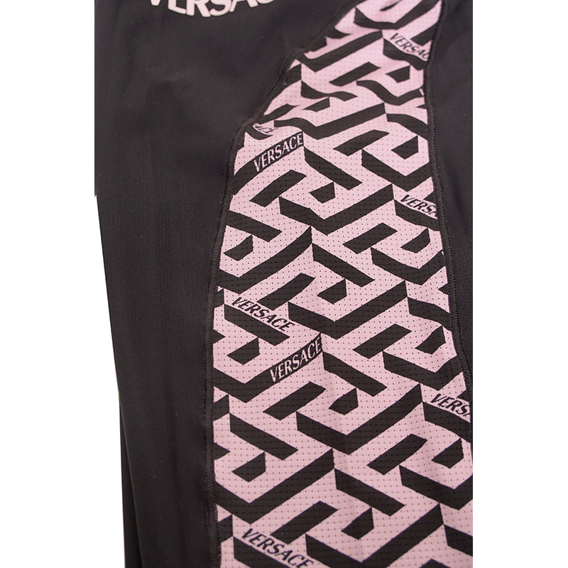 sz 1 XS NEW $525 VERSACE Black PINK LA GRECA Jersey Sport Pants Workout LEGGINGS