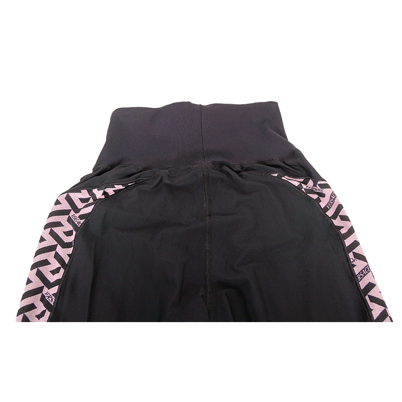 sz 1 XS NEW $525 VERSACE Black PINK LA GRECA Jersey Sport Pants Workout LEGGINGS