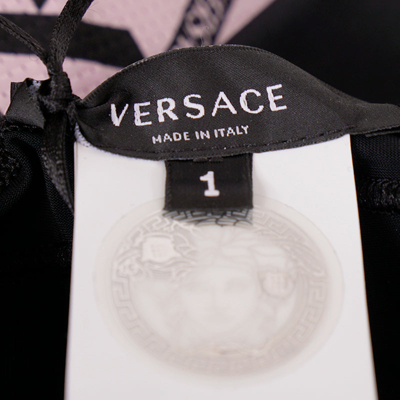 sz 1 XS NEW $525 VERSACE Black PINK LA GRECA Jersey Sport Pants Workout LEGGINGS