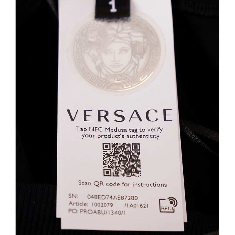 sz 1 XS NEW $525 VERSACE Black PINK LA GRECA Jersey Sport Pants Workout LEGGINGS