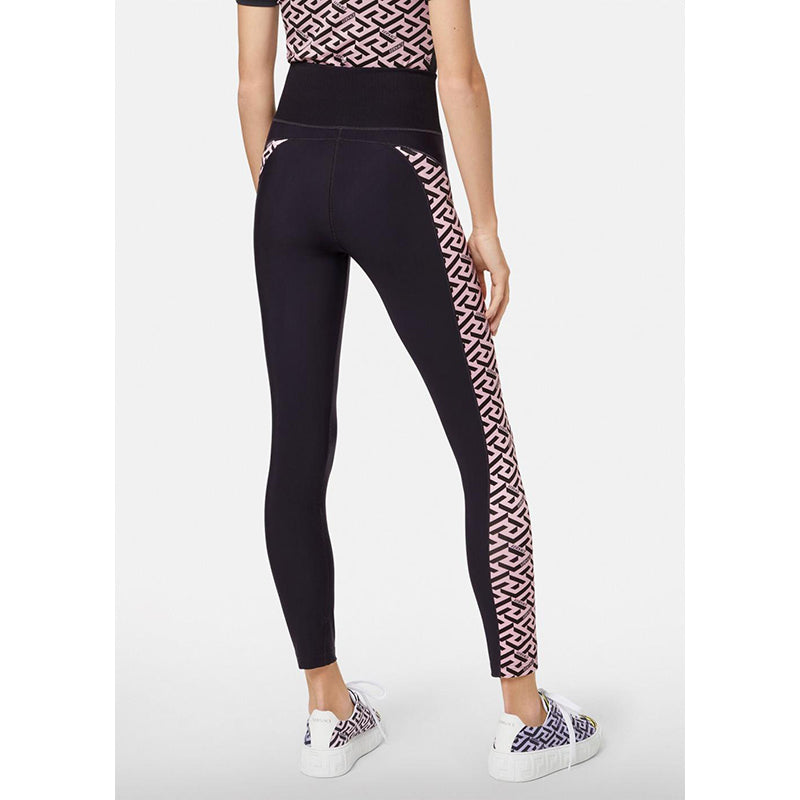 sz 1 XS NEW $525 VERSACE Black PINK LA GRECA Jersey Sport Pants Workout LEGGINGS