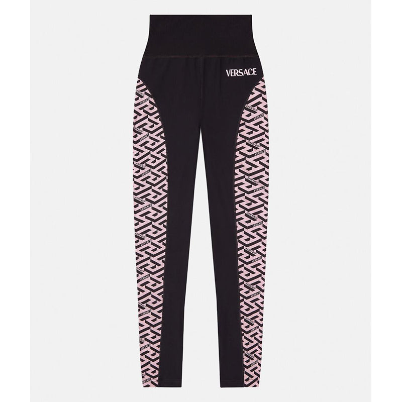sz 1 XS NEW $525 VERSACE Black PINK LA GRECA Jersey Sport Pants Workout LEGGINGS