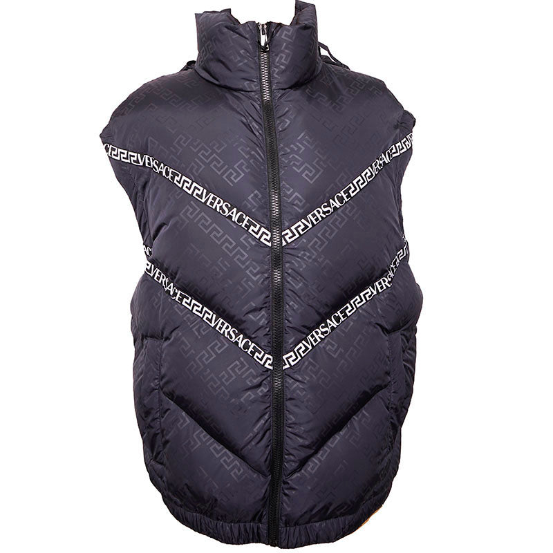 52 US L NEW $1500 VERSACE Men REMOVABLE ARMS GRECA LOGO Down-Fill PUFFER JACKET