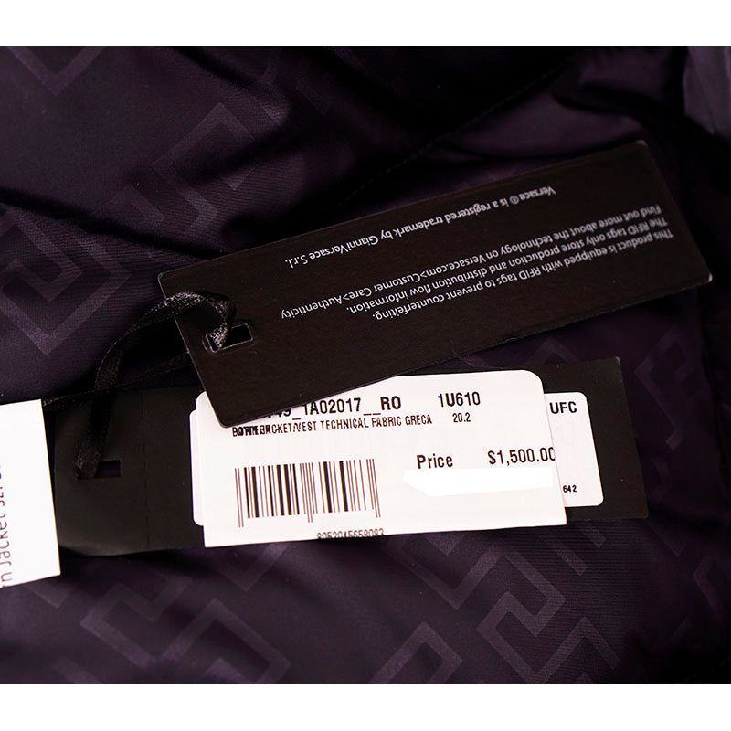 52 US L NEW $1500 VERSACE Men REMOVABLE ARMS GRECA LOGO Down-Fill PUFFER JACKET