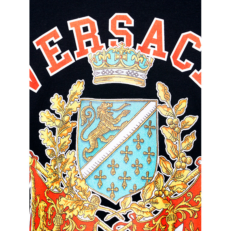 sz XS NEW $525 VERSACE Men's Black ROYAL REBELLION CREST Crew Neck T-SHIRT TEE