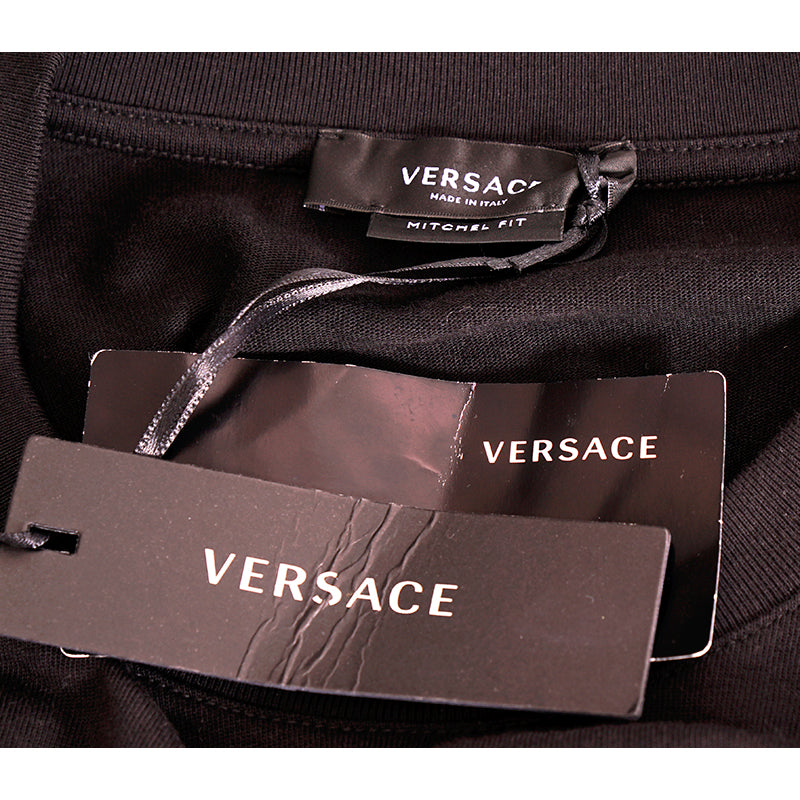sz XS NEW $525 VERSACE Men's Black ROYAL REBELLION CREST Crew Neck T-SHIRT TEE