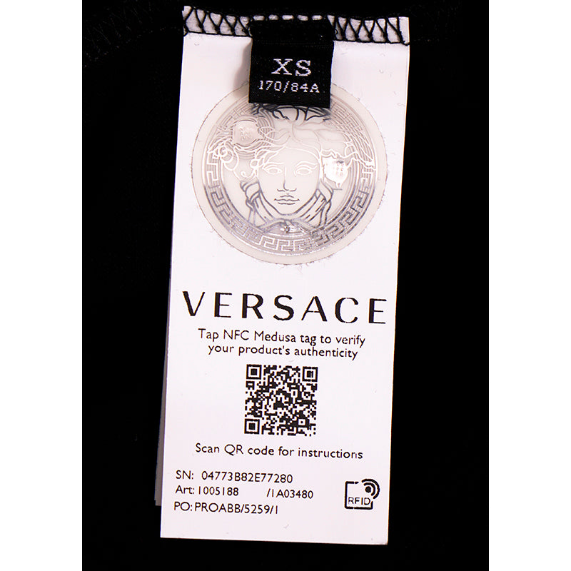 sz XS NEW $525 VERSACE Men's Black ROYAL REBELLION CREST Crew Neck T-SHIRT TEE