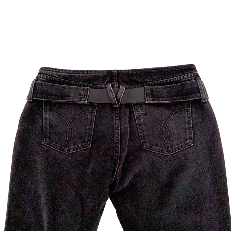 32 NEW $1375 VERSACE Black Dyed Denim BIGGIE LOGO MEDUSA '95 BELT Low Rise JEANS