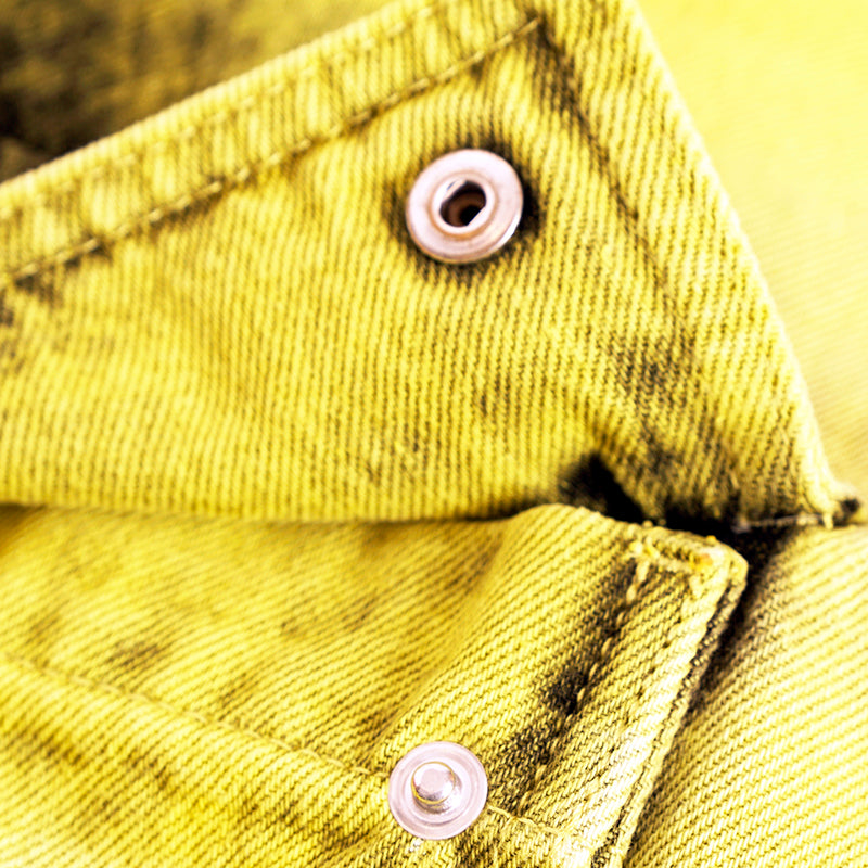 27 & 29 NEW $1675 VERSACE RUNWAY Woman's Acid Yellow Bleach Denim Cargo Pocket JEANS