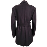 46 US 10 NEW $3190 VERSACE Woman Black 100% WOOL Belted COAT - LOGO PRINT LINING