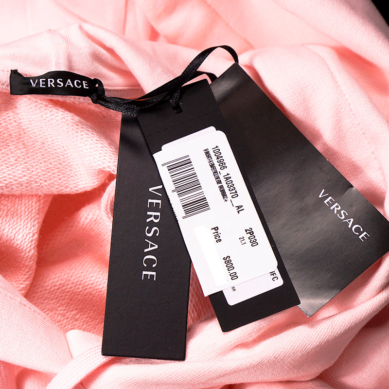 40 NEW $800 VERSACE Woman's CRYSTAL LOGO Cotton CROPPED SWEATSHIRT HOODIE TOP XS
