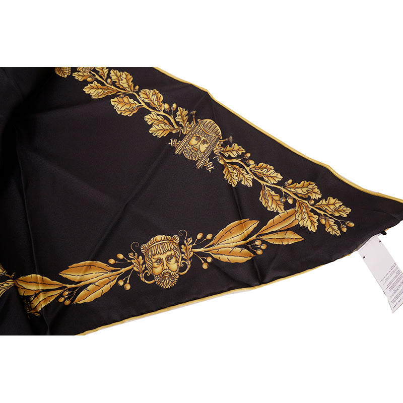 NEW $450 VERSACE Black GOLD MASCHERA BAROQUE MEDUSA HEAD Logo Print SCARF NIB