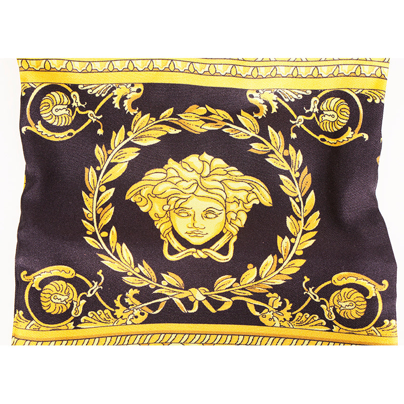 NEW $275 VERSACE Black SILK QUILTED La Coupe des Dieux MEDUSA SLEEP MASK & POUCH