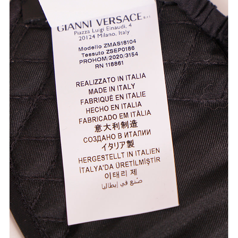NEW $275 VERSACE Black SILK QUILTED La Coupe des Dieux MEDUSA SLEEP MASK & POUCH