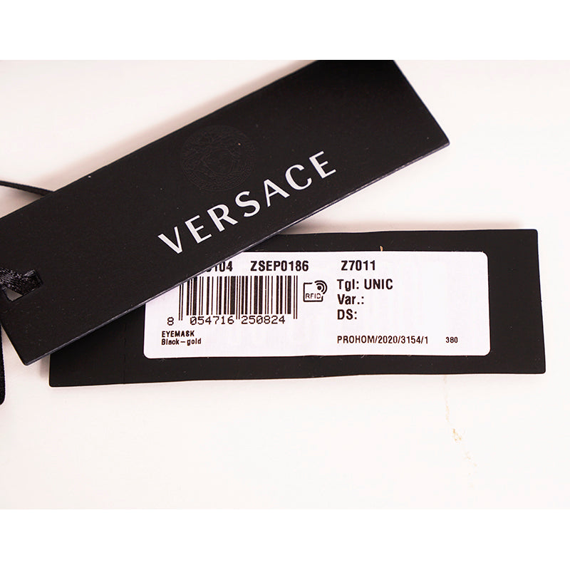 NEW $275 VERSACE Black SILK QUILTED La Coupe des Dieux MEDUSA SLEEP MASK & POUCH