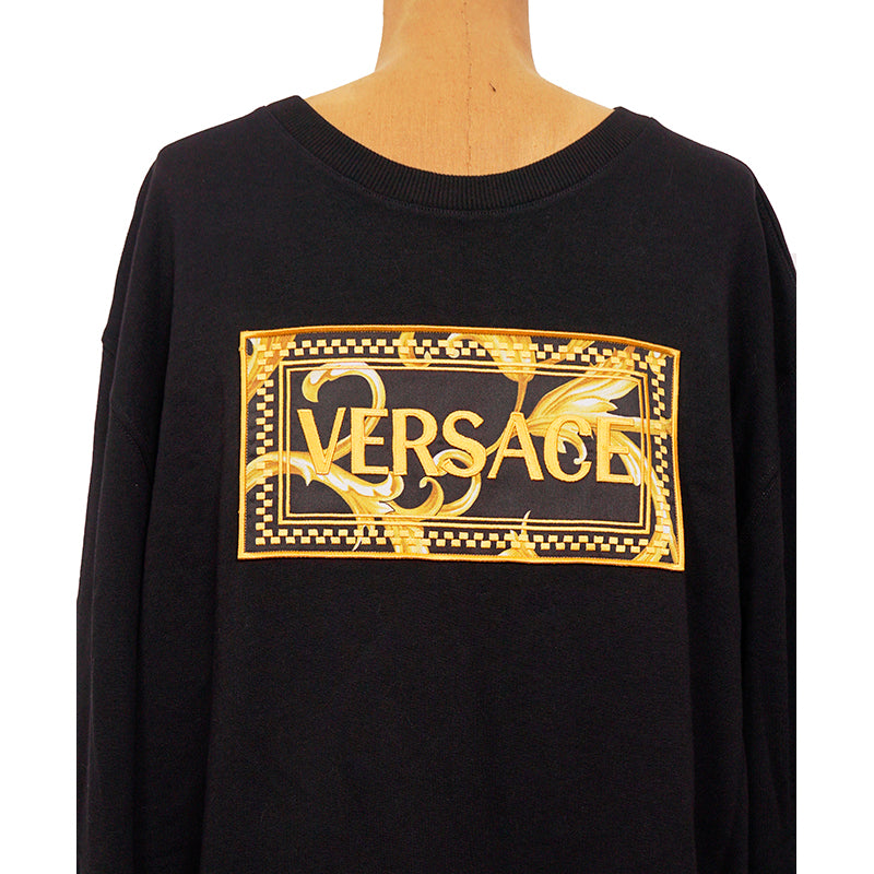 4XL NEW $760 VERSACE Men's Black GOLD BAROQUE LOGO Embroidered LOGO SWEATSHIRT