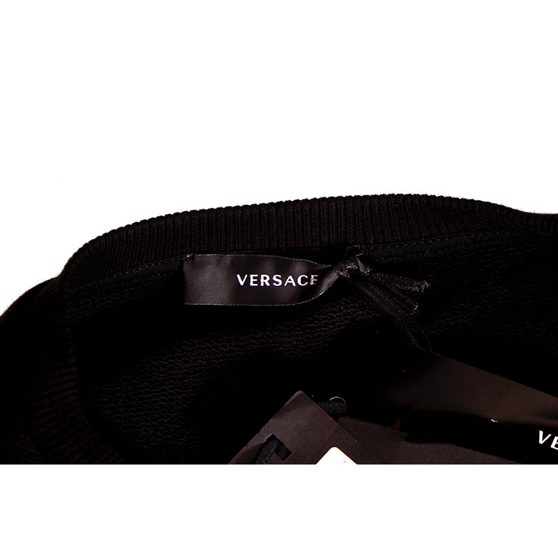 4XL NEW $760 VERSACE Men's Black GOLD BAROQUE LOGO Embroidered LOGO SWEATSHIRT