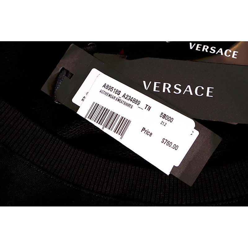 4XL NEW $760 VERSACE Men's Black GOLD BAROQUE LOGO Embroidered LOGO SWEATSHIRT