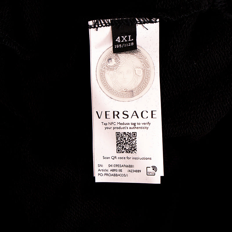 4XL NEW $760 VERSACE Men's Black GOLD BAROQUE LOGO Embroidered LOGO SWEATSHIRT