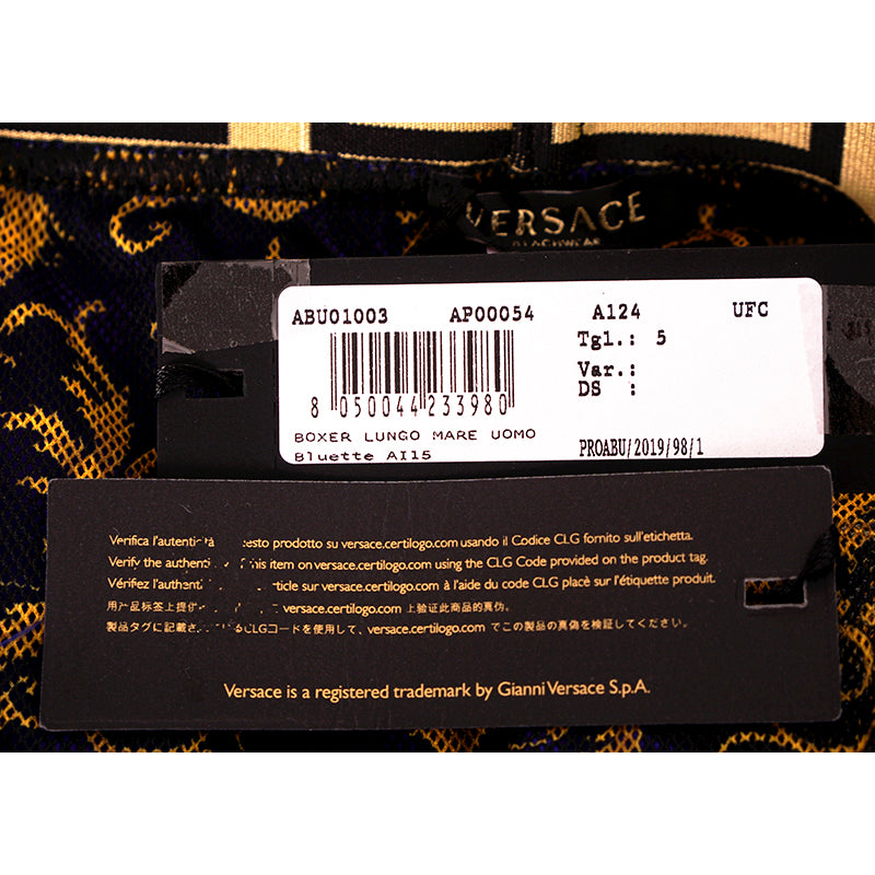 5 US L NEW $395 VERSACE Men's Blue BAROCCO FLORAL PRINT MESH LINING SWIM SHORTS