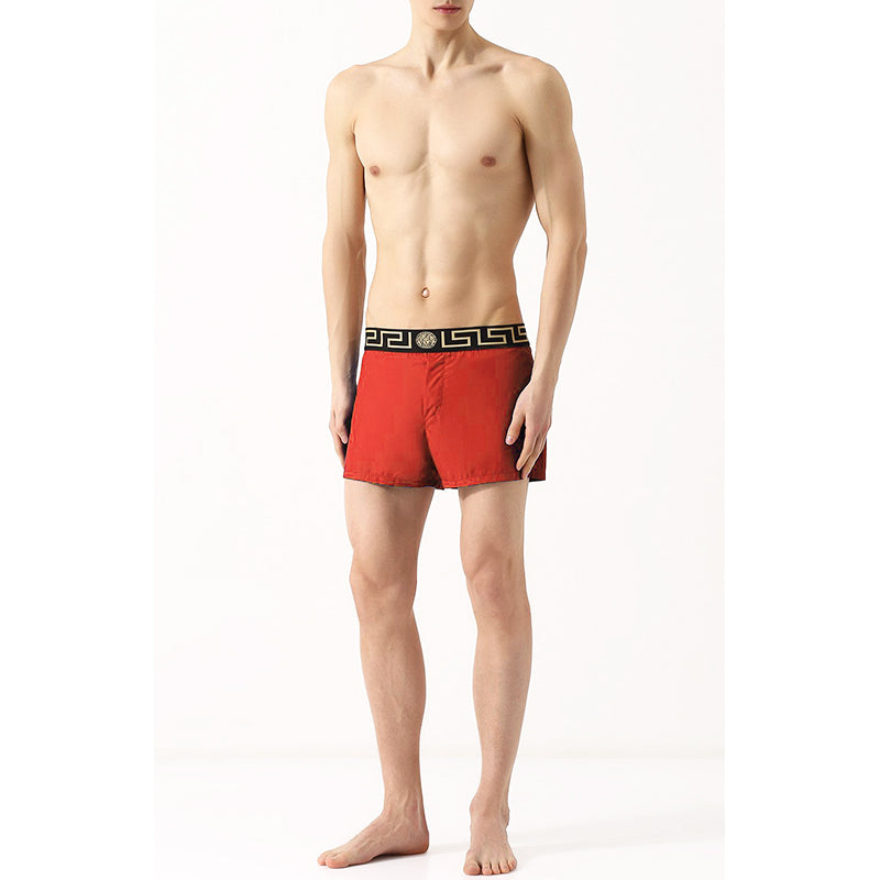 3 & 7 NEW $375 VERSACE Men's Red BAROCCO FLORAL PRINT MESH LINING SWIM SHORTS