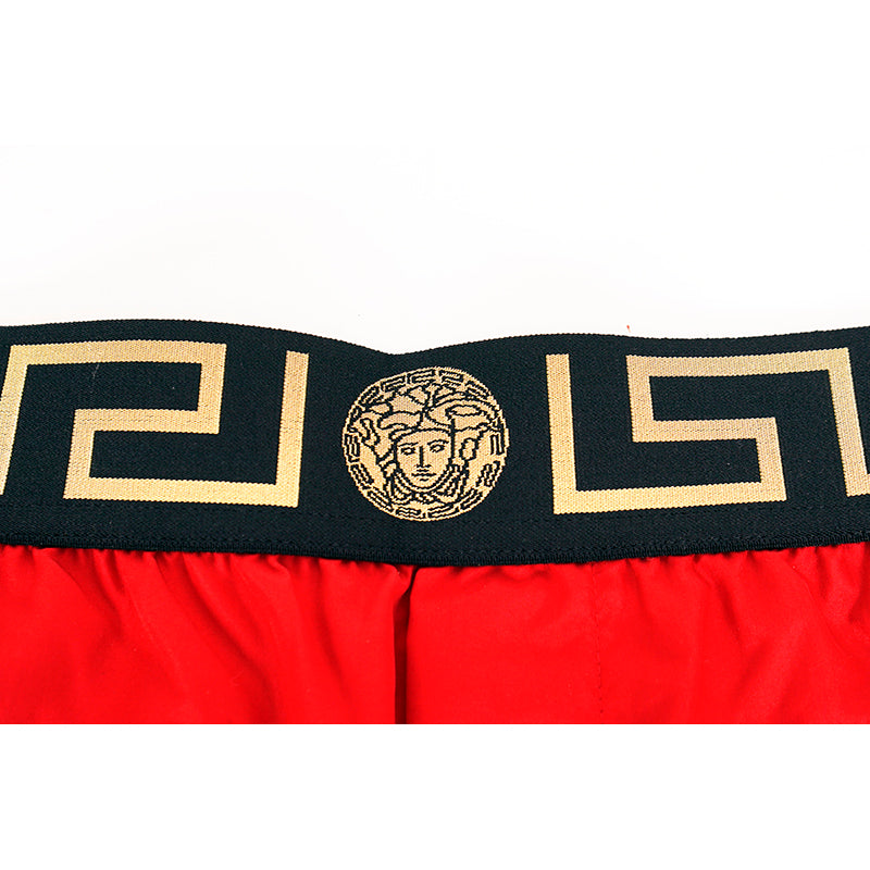 3 & 7 NEW $375 VERSACE Men's Red BAROCCO FLORAL PRINT MESH LINING SWIM SHORTS
