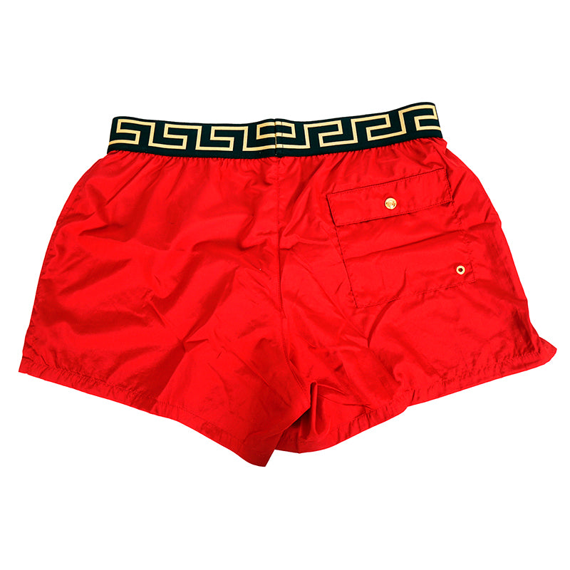 3 & 7 NEW $375 VERSACE Men's Red BAROCCO FLORAL PRINT MESH LINING SWIM SHORTS
