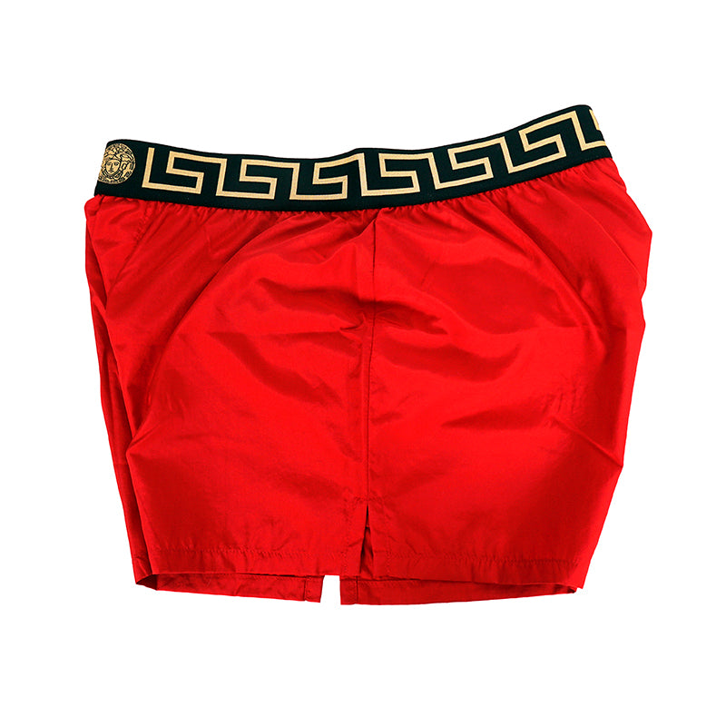 3 & 7 NEW $375 VERSACE Men's Red BAROCCO FLORAL PRINT MESH LINING SWIM SHORTS