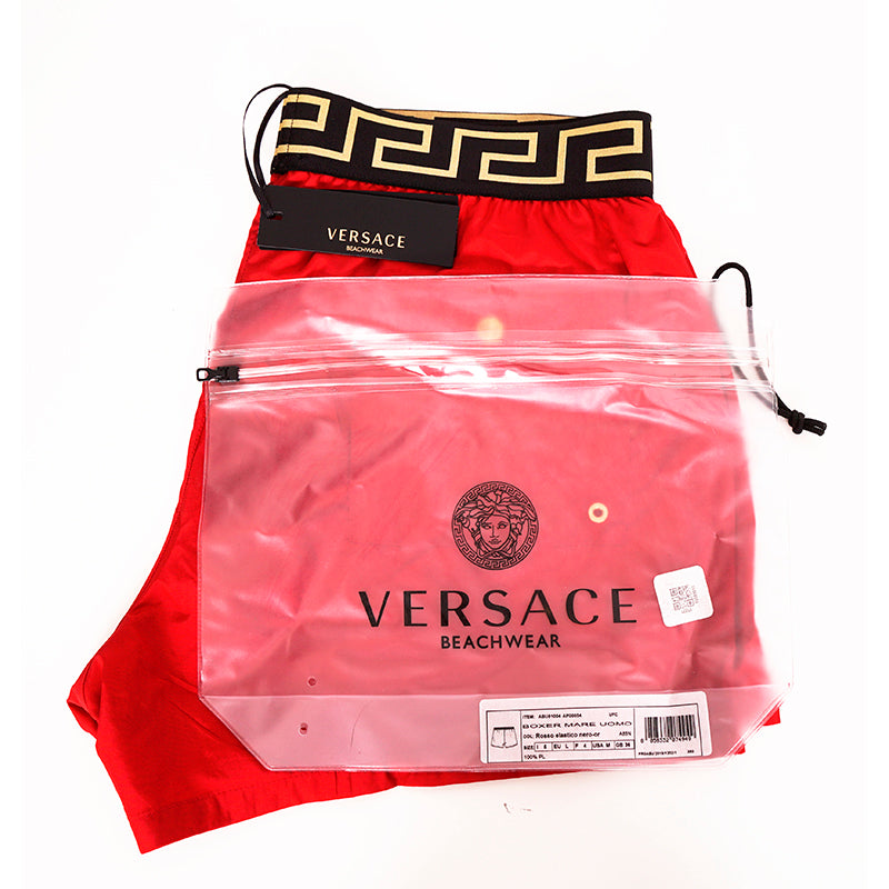 3 & 7 NEW $375 VERSACE Men's Red BAROCCO FLORAL PRINT MESH LINING SWIM SHORTS